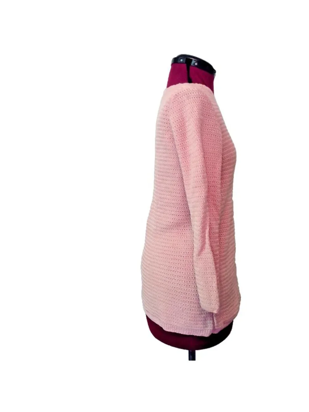Liz Claiborne Peach Linen Rayon Blend Crochet Sweater Boatneck Size Medium